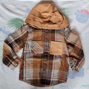 SHEIN kids 4Y hooded plaid flannel